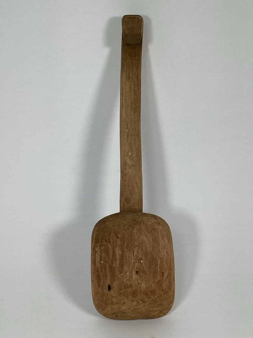 Antique Primitive Large 15 in. Wooden Spoon With Hook Hand Carved Unique